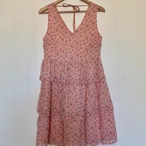 Pink Ruffle Floral Print Vila Dress